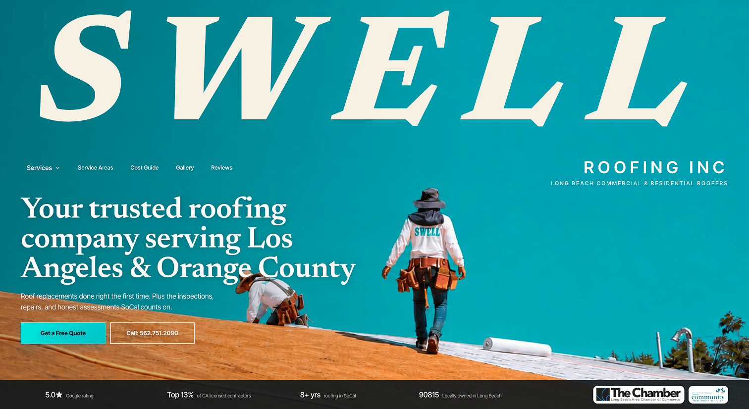 Swell Roofing website