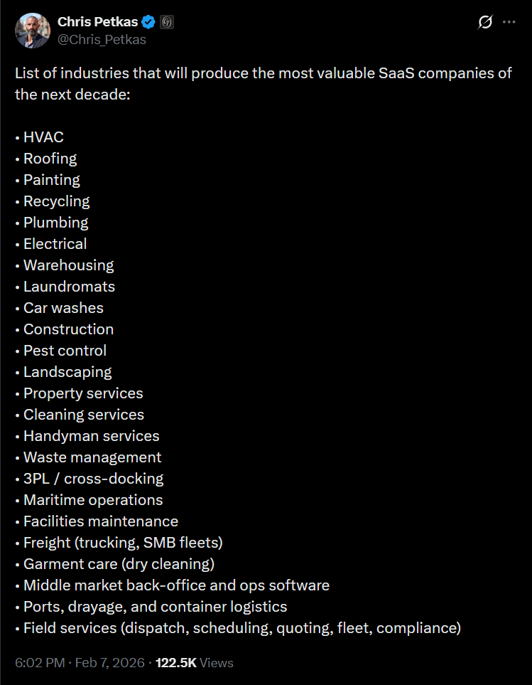 X post about SaaS in home services