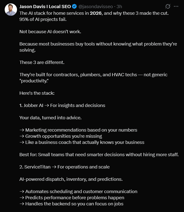 X post about AI in home services