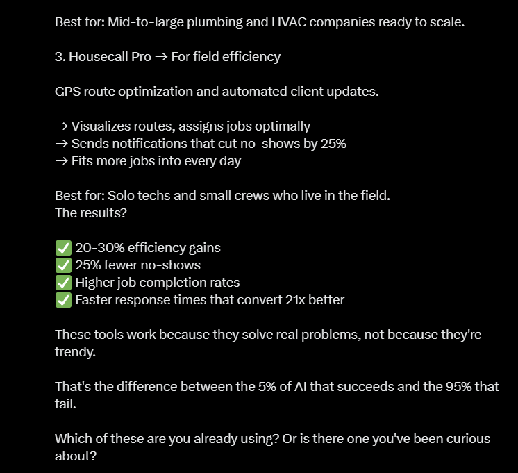 X post about AI applications