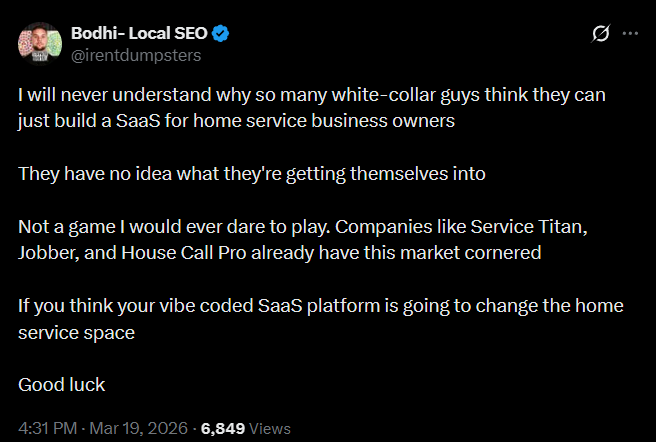 X post about trades and tech